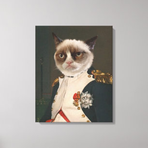 Impressão Em Tela Pintura Clássica de Gato Grumpy