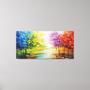 Impressão Em Tela Pintura colorida de Abstrato e de água