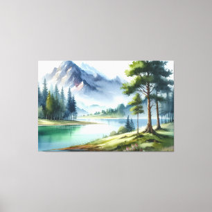 Impressão Em Tela Pintura colorida de paisagem aquosa