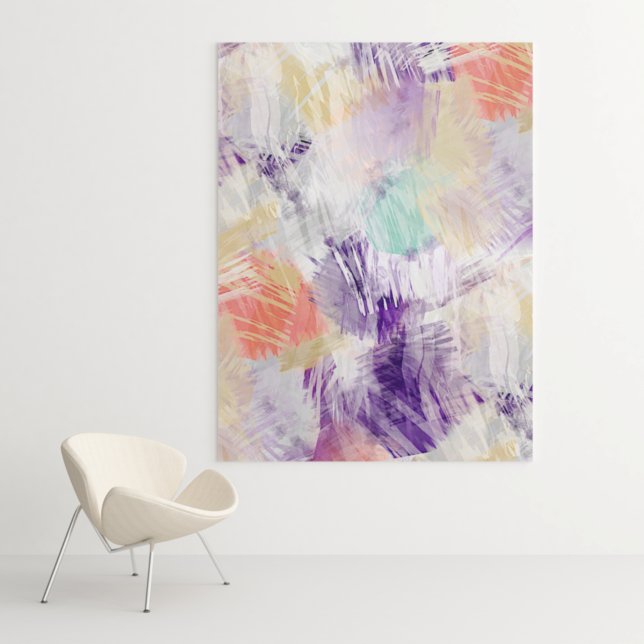 Impressão Em Tela Pintura Colorida de Pincel Abstrato única e divert (Criador carregado)