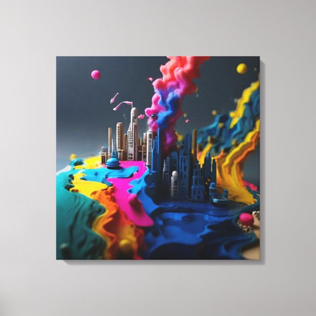 Impressão Em Tela Pintura com mensagem para salvar água (Frente)