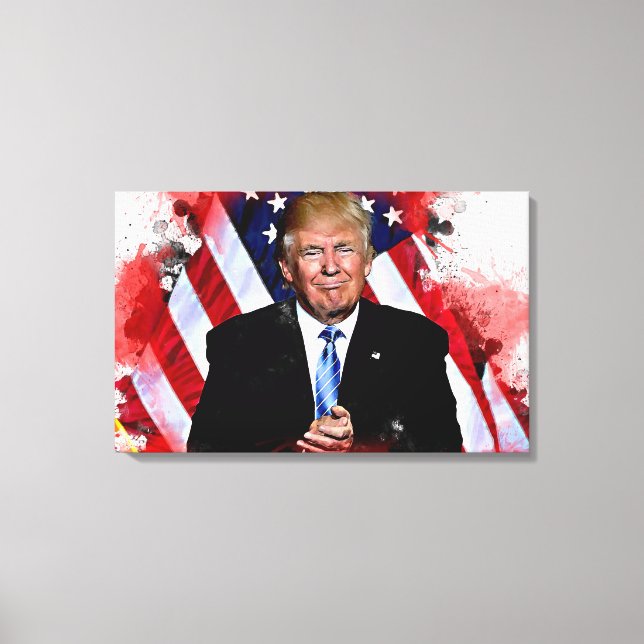 Impressão Em Tela Pintura da Celebração de Donald Trump (Frente)