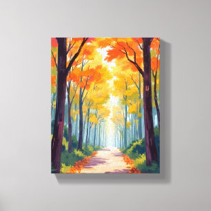 Impressão Em Tela Pintura da Folhagem de Outono do Caminho de Outono