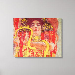 Impressão Em Tela Pintura da Mulher Vermelha com Cobra de Ouro de Gu