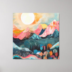 Impressão Em Tela pintura da natureza das montanhas