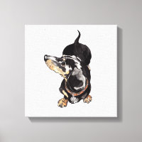 pintura dachshund em tela estendida