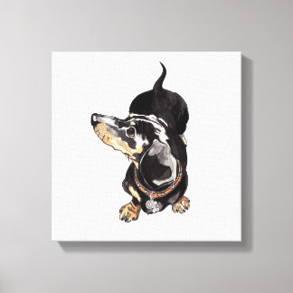 Impressão Em Tela pintura dachshund em tela estendida