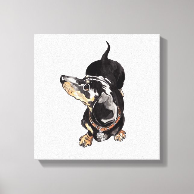 Impressão Em Tela pintura dachshund em tela estendida (Frente)