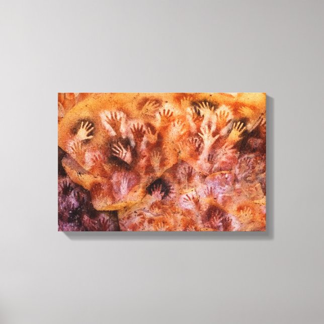 Impressão Em Tela Pintura das Cavernas Pré-Históricas das Mãos Human (Frente)