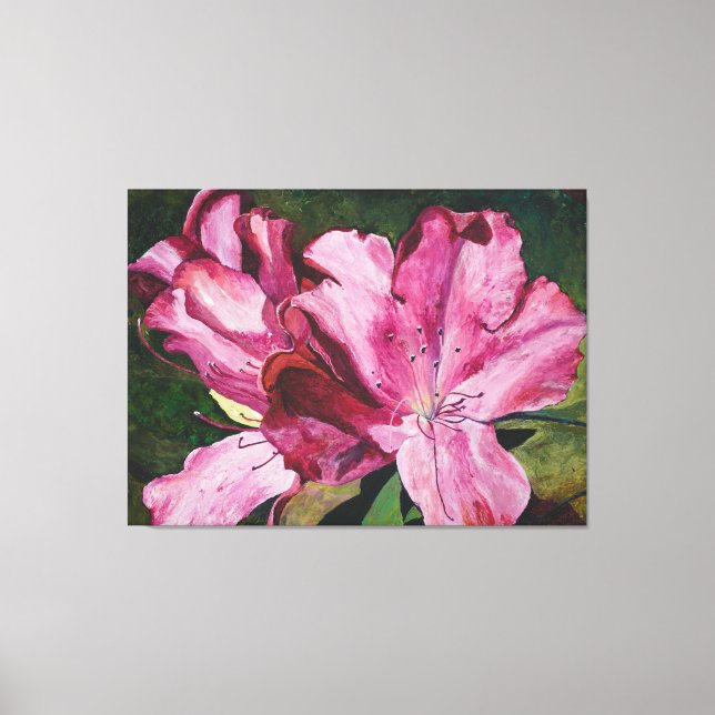 Impressão Em Tela Pintura das Flores de Azalea Rosa (Frente)