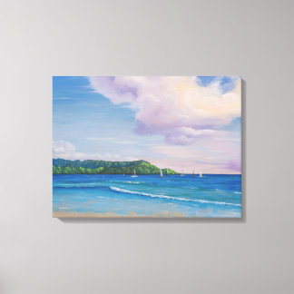 Impressão Em Tela Pintura das Ilhas Havaianas da Baía de Hanalei