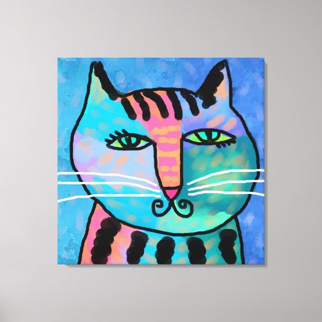 Impressão Em Tela Pintura de Abstrato de Gato bonito (Frente)