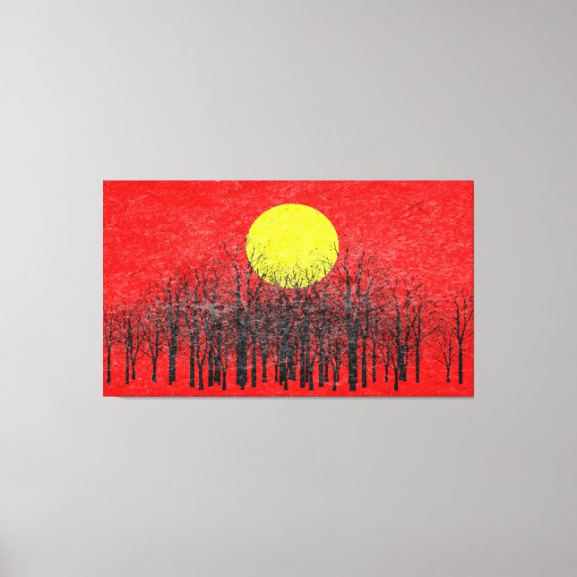 Impressão Em Tela Pintura de Abstrato de Sunset Vermelho nº 4 (Frente)