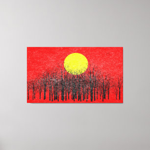 Impressão Em Tela Pintura de Abstrato de Sunset Vermelho nº 4