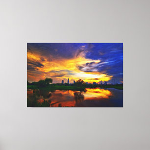 Impressão Em Tela Pintura de abstrato Saigon Sunset