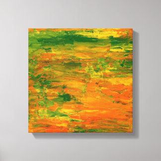 Impressão Em Tela Pintura de abstrato verde e laranja