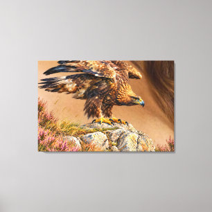 Impressão Em Tela Pintura de Águia Dourada Majestosa Empoleirada em 