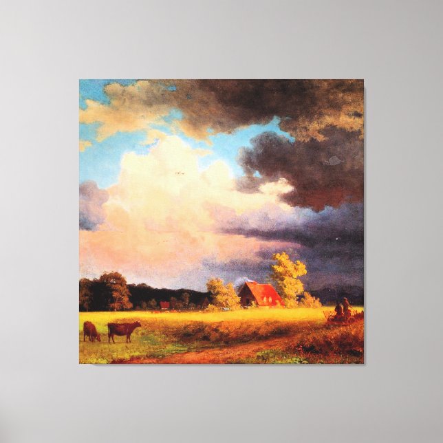 Impressão Em Tela Pintura de Albert Bierstadt, Paisagem Bávara (Frente)