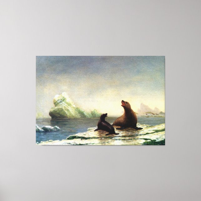 Impressão Em Tela Pintura de Albert Bierstadt, Seals (Frente)