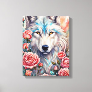 Impressão Em Tela pintura de animais selvagens de rosas rosa-cabeça-