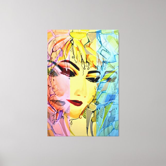 Impressão Em Tela Pintura de Aquarela Romântica em Silhouette (Frente)