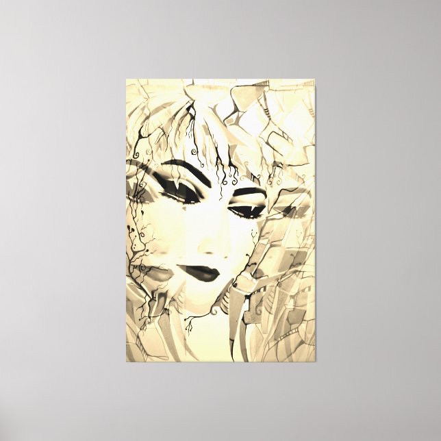 Impressão Em Tela Pintura de Aquarela Romântica em Silhouette (Frente)