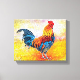 Impressão Em Tela Pintura de Arte Digital Colorida Rooster