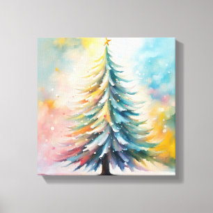 Impressão Em Tela pintura de árvore de natal