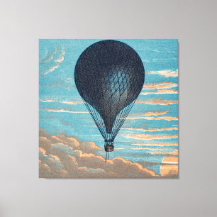 Impressão Em Tela Pintura de Balão de Ar Quente Azul Vintage