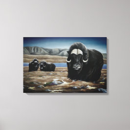 Impressão Em Tela Pintura de Boi-Almiscarado Vida Selvagem Canadense