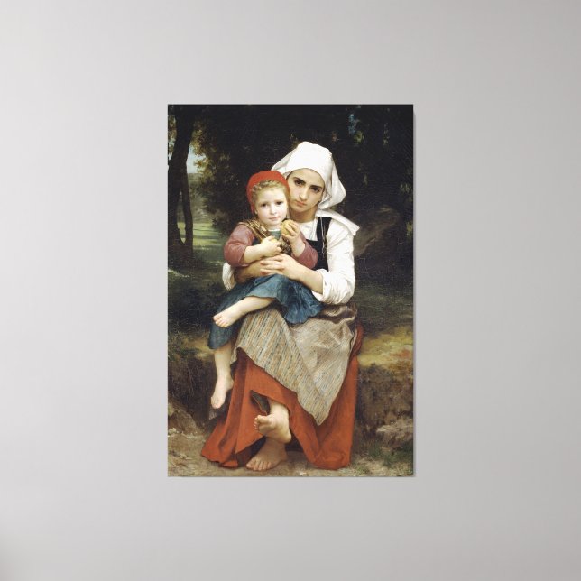 Impressão Em Tela Pintura de Bouguereau: Irmão Breton e Irmã (Frente)
