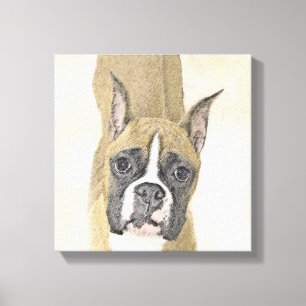 Impressão Em Tela Pintura de Boxer - Arte de Cachorro Original Bonit