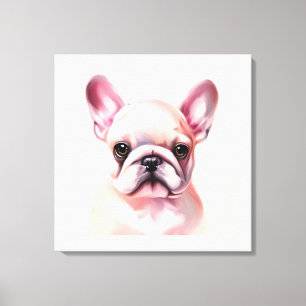 Impressão Em Tela Pintura de buldogue em francês adorável