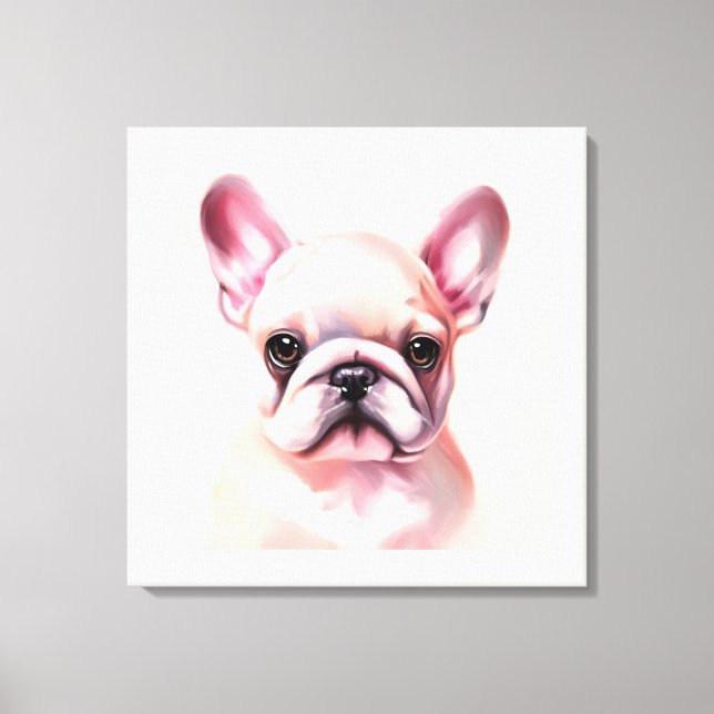 Impressão Em Tela Pintura de buldogue em francês adorável (Frente)