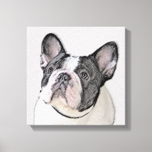 Impressão Em Tela Pintura de Bulldog Francês (Brindle Pied) - Arte C
