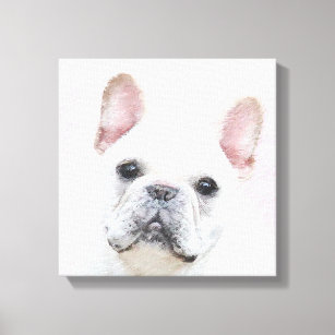 Impressão Em Tela Pintura de Bulldog Francês (Creme/Branco) - Arte C