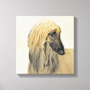 Impressão Em Tela Pintura de Cachorro Afegão - Arte de Cachorro Ori