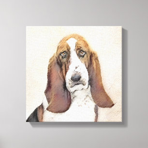 Impressão Em Tela Pintura de Cachorro Basset - Arte de Cachorro Orig