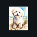 Impressão Em Tela Pintura de Cachorro Bichon Frise<br><div class="desc">Cachorro Bichon Frise na trabalho de arte de praia em aquarela.</div>