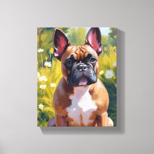 Impressão Em Tela Pintura de Cachorro de Estimação Bulldog Francês A