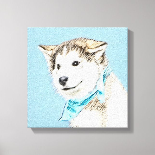 Impressão Em Tela Pintura De Cachorro Siberiana - Arte De Cachorro O (Frente)