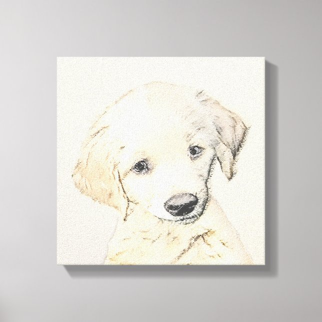Impressão Em Tela Pintura De Cãozinho Para Retriever ouro - Arte De  (Frente)