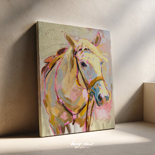 Impressão Em Tela Pintura de Cavalo, Arte de Parede Equestre Cowgirl
