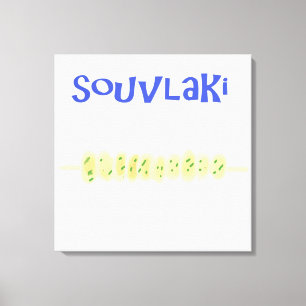 Impressão Em Tela pintura de comida em souvlaki greek