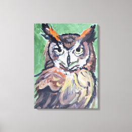 Impressão Em Tela Pintura de Coruja Sabia em Tela