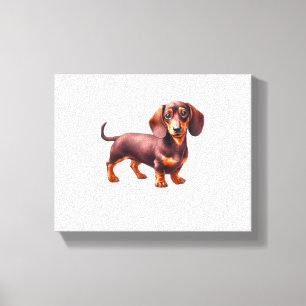 Impressão Em Tela Pintura De Dachshund - Pintura De Aquarela De Cach