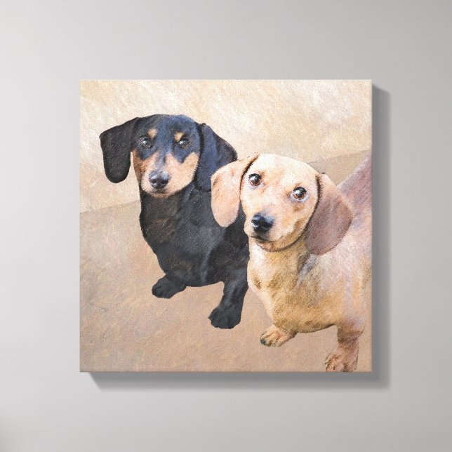 Impressão Em Tela Pintura de Dachshund (Smooth) - Arte de Cão Origin (Frente)