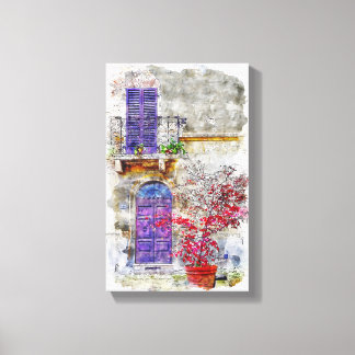 Impressão Em Tela Pintura de Desenho do Jardim de Portas Violetas Li