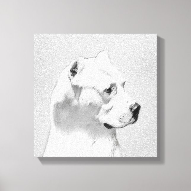 Impressão Em Tela Pintura de Dogo Argentino - Arte de Cachorro Origi (Frente)