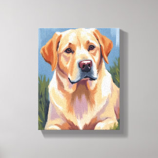 Impressão Em Tela Pintura de estimação de cachorro lab amarelo